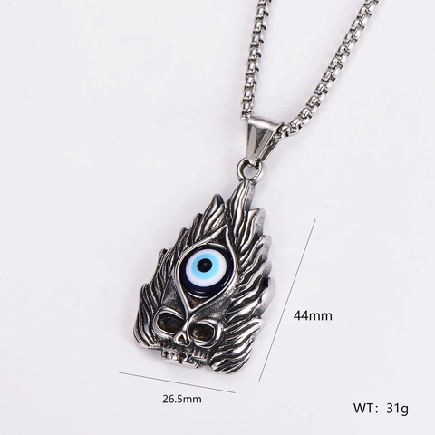Retro Punk Anhänger Halskette 304 Edelstahl Hip Hop Gotik Löwe Totenkopf Rose Böser Blick Schmuck Zubehör Für Herren Damen
