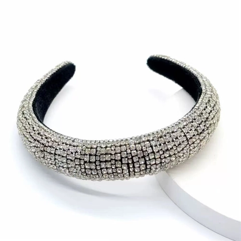 Barock Gepolstertes Stirnband Mit Glas Strass Luxus Vintage Samt Haarband Für Frauen Mode Accessoires