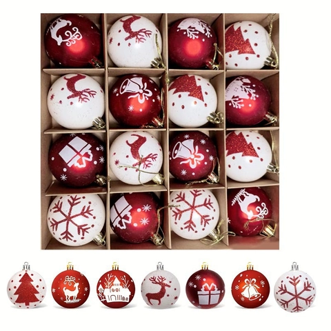 Boules De Noël Plastique Peintes À La Main Ornements Incassables Pour Décoration De Sapin Fête Motifs Renne Flocon De Neige