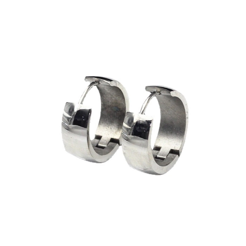 Fashion Minimalist Round Hoop Earrings Stainless Steel Wide Geometric Huggie For Women Men Hypoallergenic Jewelry