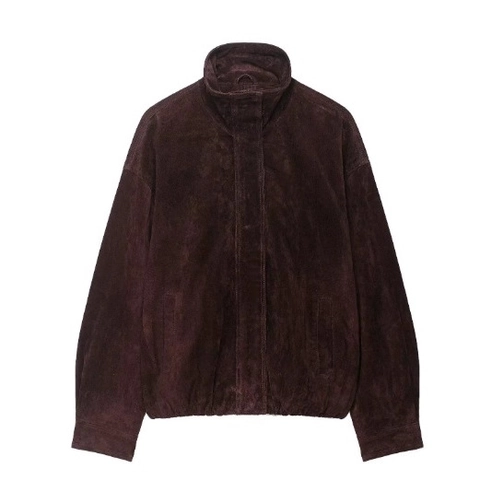 Kunstlederjacke Damen Vintage Reißverschluss Stehkragen Langarm Locker Passform Lässig Streetwear Oberbekleidung Taschen