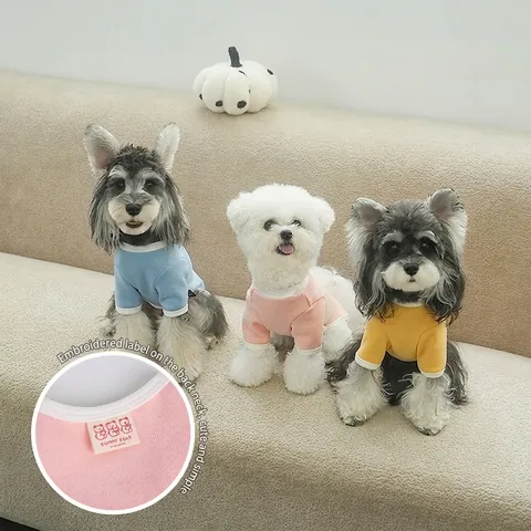 Camiseta Para Mascotas Chaleco Para Perros Acanalado De Color Sólido Camiseta Interior Suave Transpirable Ropa Casual