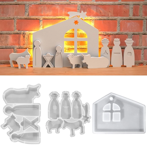 Moldes De Silicona Portal De Belén Para Resina Navidad Pascua Decoración Religiosa DIY Yeso Velas Silueta