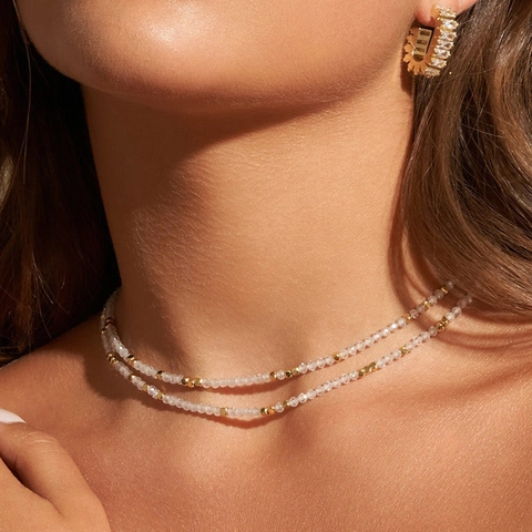 Colorful Faceted Crystal Beaded Necklace With Stainless Steel Lobster Clasp Adjustable Clavicle Chain For Women Y2K Style