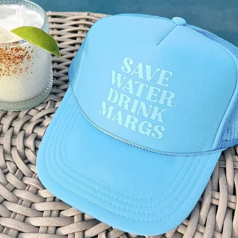 Cappello Trucker Rete Posteriore Regolabile Save Water Drink Margs Stampa Poliestere Protezione Solare Estate Esterna Retro Snapback