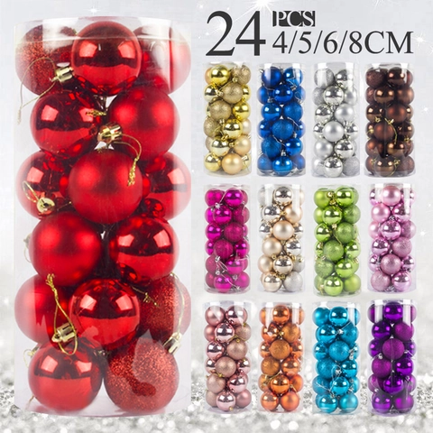 Christmas Ball Ornaments Plastic Shiny Matte Glitter Finish Holiday Tree Hanging Decorations Festive Party Decor