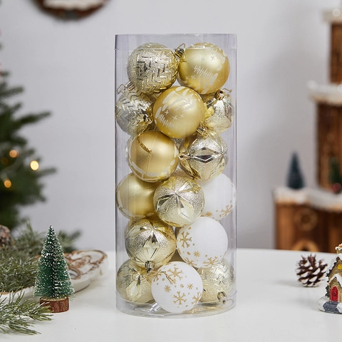 Kerstballen Kunststof Gegalvaniseerd Glitter Sneeuwvlok Golf Kerstboom Decoraties Hangende Ornamenten Feest Huis