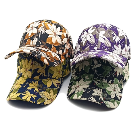 Gorra De Béisbol Con Estampado Floral Poliéster Jacquard Patrón Flores Gorro Sol Ajustable Retro Moda Para Mujeres