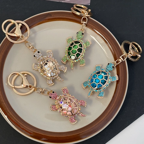 Simpatico Portachiavi Tartaruga Marina Strass Cristallo Lega Di Zinco Ciondolo Borsa Regalo Scintillante Per Donne