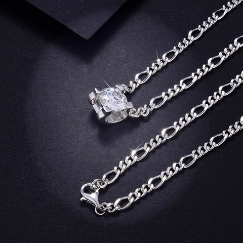925 Sterling Silver Moissanite Pendant Necklace Hip Hop Cuban Figaro Chain Bull Head Clavicle Chain Jewelry For Couples