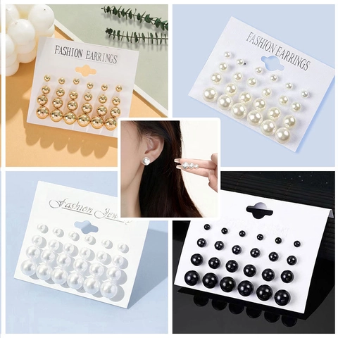 Faux Artificial Pearl And Metallic Ball Stud Earrings With Steel Earring Post Various Sizes Elegant Fashion Jewelry For Women