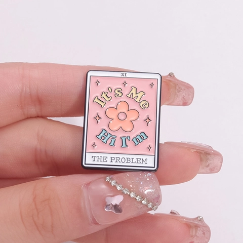 Brosches en Émail Style Carte de Tarot pour Hommes Femmes Alliage Motif de Fleur Chat Personnage de Dessin Animé Bijoux de Mode