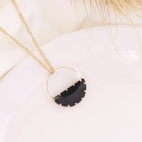 Collier Pendentif Cuivre Verre Forme De Sac Demi-Lune Rétro Bijoux De Mode Personnalisés Pour Femmes