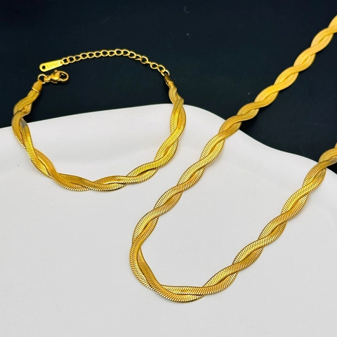 Collana A Catena A Spina Di Pesce Ritorta Acciaio Inossidabile Catena A Serpente Piatta Fili Multipli Gioielli Eleganti Punk Hip Hop Donna