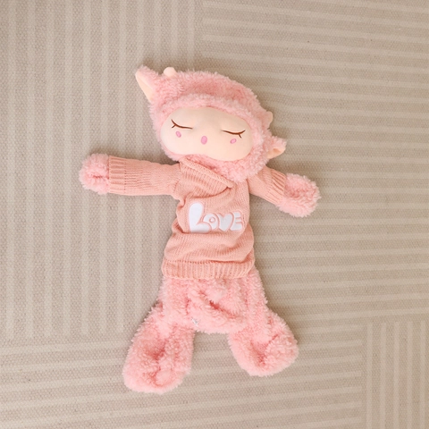 Cute Sheep Plush Doll Shell Large Sleeping Lamb Skin Soft Faux Fur With Knitted Sweater Long Body Pillow No Filling