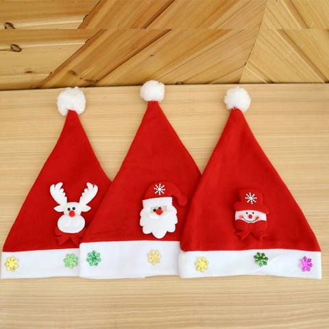 Cappelli Di Natale Per Bambini Feltro Non Tessuto 3D Babbo Natale Pupazzo Di Neve Renna Peluche Paillettes LED Luminoso
