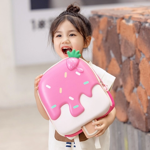 3D Cartoon Ice Cream Popsicle Toddler Backpack EVA Hard Shell Lightweight Schoolbag For Kindergarten Boys Girls Strawberry