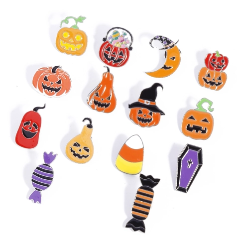 Spille Smaltate Halloween Lega Di Zinco Zucca Caramelle Bara Luna Cartone Animato Spille Festive Distintivo Decorativo