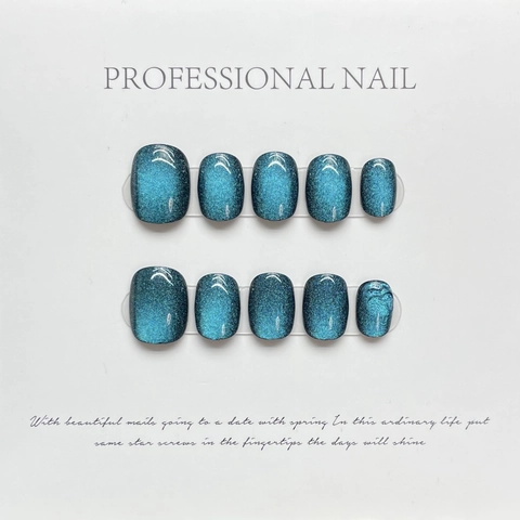 Uñas Postizas A Presión Hechas A Mano Ojo De Gato Cortas Redondas Cuadradas Magnéticas Brillantes Manicura Elegante Profesional