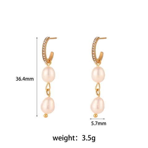 Fashion 18K Gold Plated Stainless Steel Earrings For Women Zirconia Freshwater Pearl Enamel Star Heart Drop Stud Earrings Jewelry