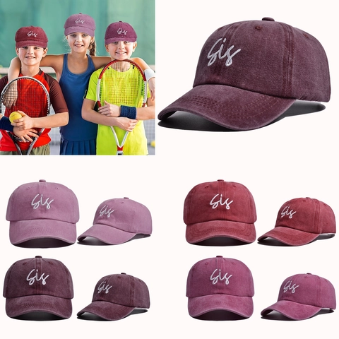 Casquette De Baseball Enfants Coton Lavé Vintage Ajustable Broderie Sis Chapeau Soleil Pour Filles Sport Plein Air Rétro