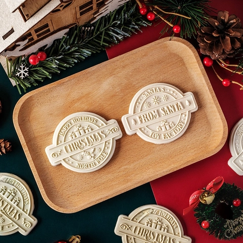 Weihnachts Plätzchenform Stempel 3D Druck PLA Kunststoff Acryl Prägung Fondant Abzeichen Form Backwerkzeug Feiertags Deko