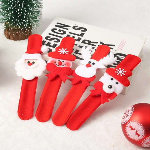 Weihnachts Klapparmbänder Weihnachtsmann Schneemann Rentier Bär Plüsch Filz Armbänder Kinder Erwachsene Party Zubehör Deko