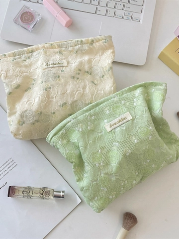 Neceser De Maquillaje Jacquard Rosa Gran Capacidad Bolsa De Almacenamiento Para Cuidado De La Piel Estuche De Viaje Floral