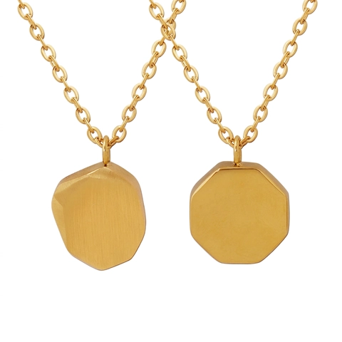 Geometrische Anhänger Halskette Titanstahl 18K Vergoldet Gebürstet Matt Minimalistischer Schmuck Für Damen
