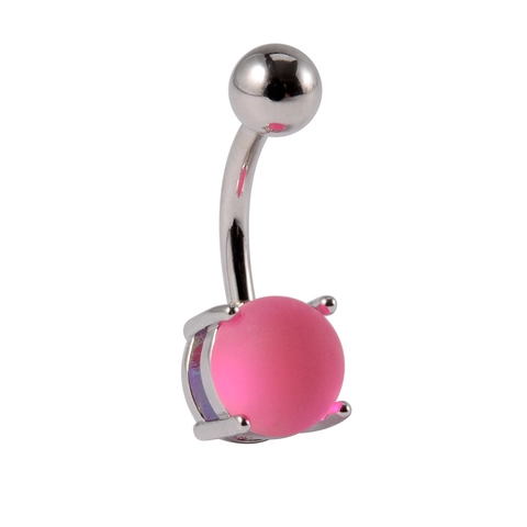 Fashion Belly Button Ring Stainless Steel Frosted Resin Ball Curved Barbell Piercing Jewelry Candy Color For Women