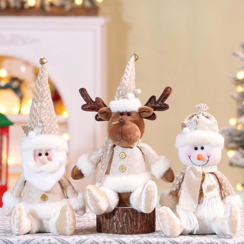 Gnomi Di Natale Decorazioni Peluche Babbo Natale Pupazzo Di Neve Renna Gambe Lunghe Ornamenti Scrivania Tessuto Paillettes Senza Volto