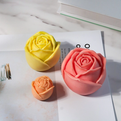 Rose Flower Silicone Mold 3D Bud Shape For Handmade Candle Soap Making DIY Mousse Cake Decorating Realistic Petal Design