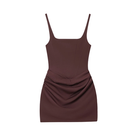 Mini Kleid Gerüscht Spaghettiträger Rückenfrei Schnürung Korsett Bodycon Sexy Party Clubwear Satin Polyester