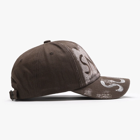 Gorra De Béisbol De Algodón Lavado Retro Distressed Graffiti Letras Street Style Ajustable Unisex