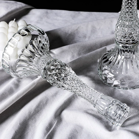 French Vintage Glass Candle Holder Retro Crystal Candlestick Scented Candles For Wedding Tabletop Elegant Home Decor