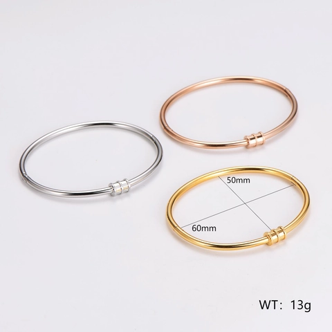 Bracciale Rigido Acciaio Inossidabile 304 Minimalista Geometrico Cilindro Scorrevole Per Donna Moda Gioielli Lucidati