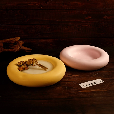 DIY Silicone Mold Round Ring Tray For Scented Candle Plaster Aromatherapy Platter Handmade Home Decor Craft Casting Tool