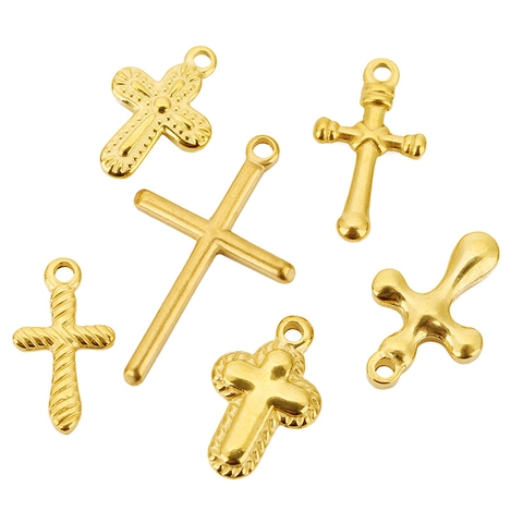 Edelstahl Kreuz Anhänger DIY Schmuckherstellung Zubehör Geprägte Ölgepresste Religiöse Charms Für Halsketten Ohne Kette