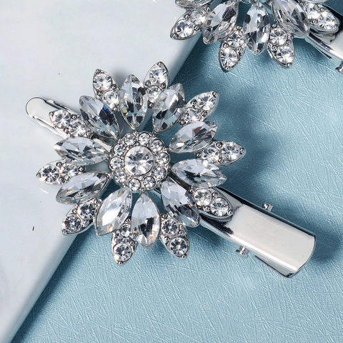 Strass Blumen Haarklammern Elegante Kristall Sonnenblume Entenschnabel Seitenclips Koreanischer Stil Braut Accessoires Für Damen