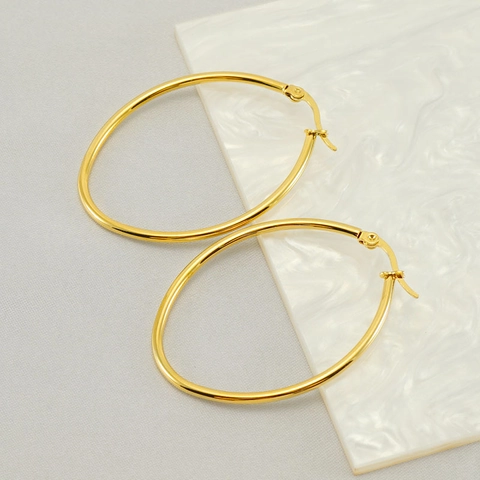 Orecchini A Cerchio Ovali Geometrici In Acciaio Inossidabile Placcato Oro Minimalista Gioielli Di Moda Per Donna
