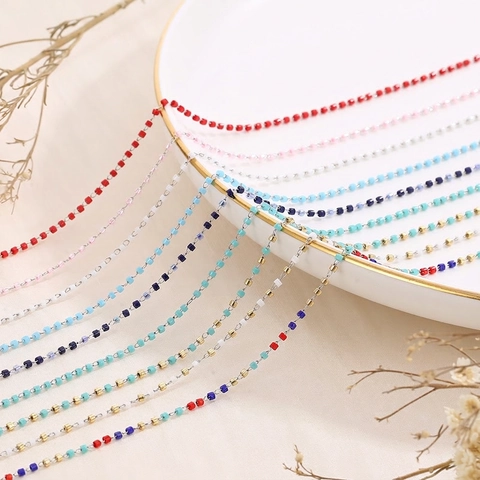 Collana A Catena Con Perline Quadrate Colorate In Acciaio Inossidabile Stile Boho Minimalista Gioielli Da Donna Elegante Accessorio Fatto A Mano