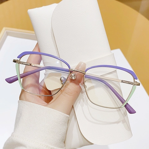 Mode Kattenoog Anti Blauw Licht Bril Metalen Frame Retro Dames Bril Elegante Optische Brillen