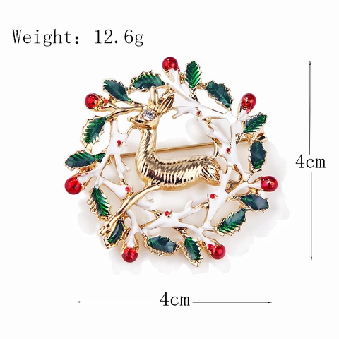 Mode Weihnachten Elch Kranz Brosche Für Damen Herren Legierung Strass Hirsch Pin Festliche Feiertag Reversnadel Geschenk Schmuck