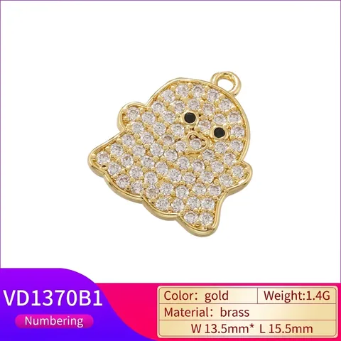 Pendentif Fantôme Halloween Mignon Cuivre Incrusté Zircone DIY Accessoires De Bijoux Charme Esprit Étincelant