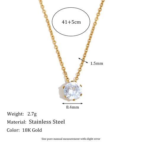 Mode Roestvrij Staal Kroon Hanger Ketting Voor Vrouwen Elegant Wit Zirconia Ingelegd Verguld Schakelketting Dagelijks Sieraden