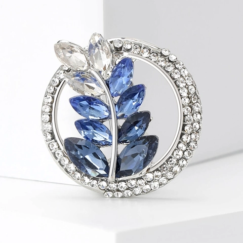 Vintage Legierung Strass Weizenähre Blatt Brosche Kreis Kristall Pin Für Damen Elegante Bekleidungszubehör