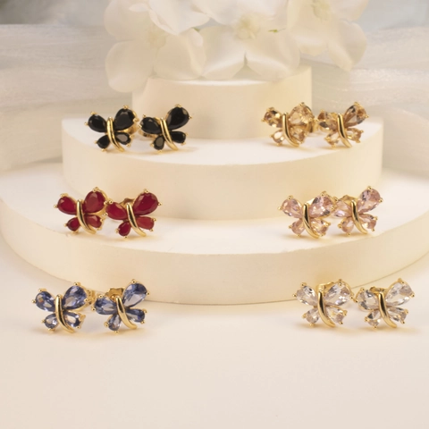 Eleganti Orecchini a Bottone a Farfalla in Rame per Donna Gioielli per Orecchie a Forma di Animale con Strass Intarsiati