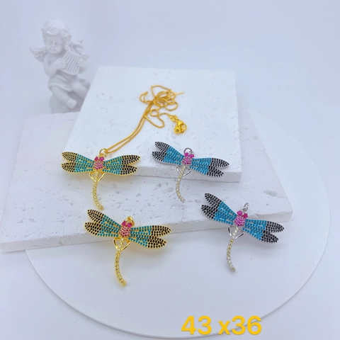Pendente Libellula Rame Placcato Oro Con Zircone Gioielli Insetto Per Donna Moda Elegante Accessorio