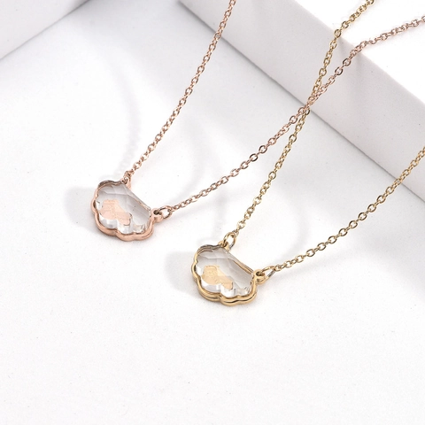 Ruyi Lock Wolke Anhänger Halskette Titanstahl Kristall Eingelegt Modeschmuck Für Damen Elegant Geschenk Roségold