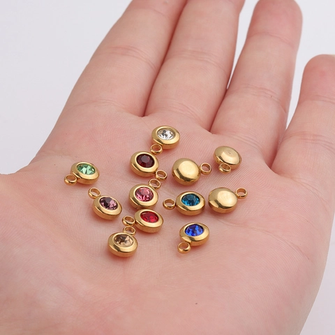 Runde DIY Charms Anhänger Titanstahl Mit Zirkonia Schmuckherstellung Zubehör Vergoldet Exquisite Retro Stile